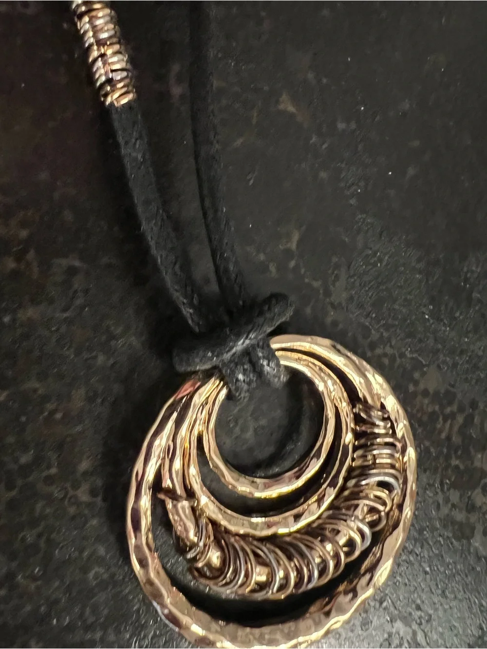 J. Jill Gold-Tone Layered Hoop Pendant Necklace with Black Cord